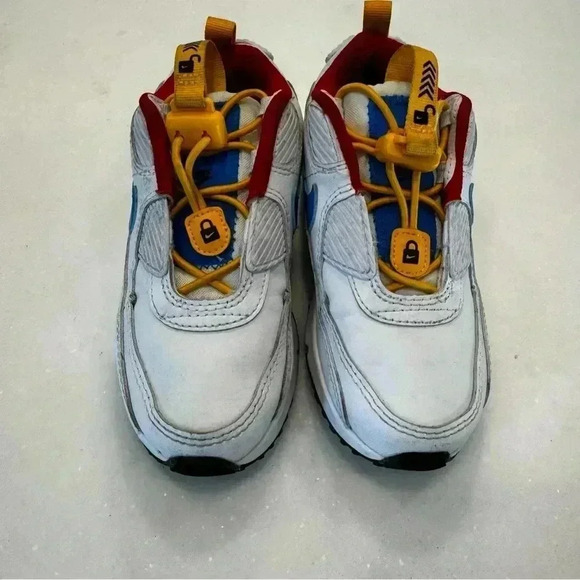 Nike Air Max 90 Toggle Slip On Kids Unisex White Yellow Blue Size 5C - Picture 3 of 12